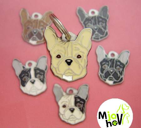 Obeski z gravuro za kužke pasme francoski buldog.