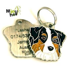 Obesek za psa pasme Avstralski ovčar z gravuro.